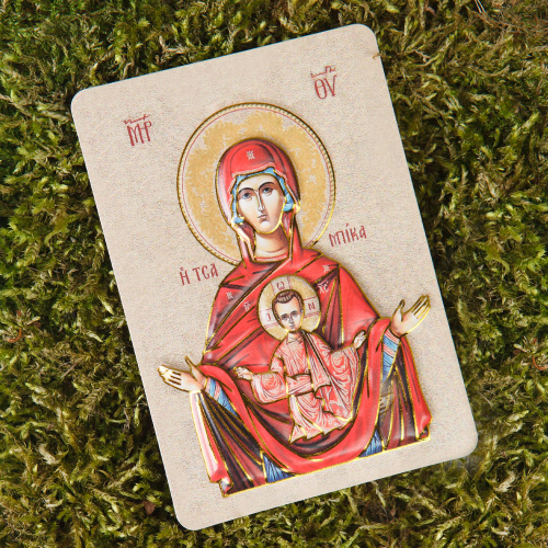 Магнит с иконой Божией Матери "Знамение", 7х10 см фото 4