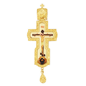 Крест наперсный из ювелирного слава в позолоте, 5,5х15 см (без цепи)