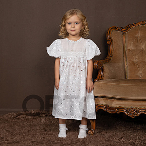 Платье для крещения "Анютины глазки" для девочки белое из муслина, размер в ассортименте (размер 92)