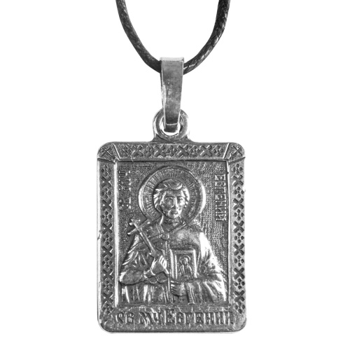 Образок мельхиоровый с ликом мученика Евгения Севастийского, серебрение