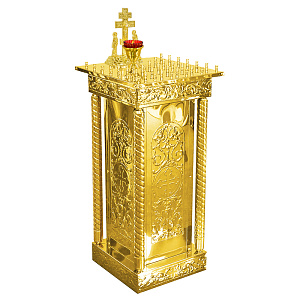 Панихидный стол на 36 свечей "Иерусалимский", колонны, чеканка, 40х40х92 см (нерж. сталь)