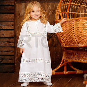 Рубашка для крещения "Дашенька" белая из батиста, размер в ассортименте (размер 92)
