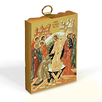 Икона Воскресения Христова на деревянной основе светлая, на холсте с золочением