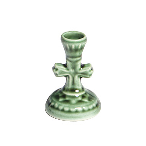 Подсвечник настольный керамический "Крест малый", 3х5 см (зеленый)