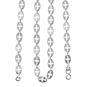 Цепь для наперсных крестов и панагий из ювелирного сплава в серебрении №10 (с перемычкой)