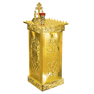 Панихидный стол на 36 свечей "Синайский", чеканка, 40х40х93 см (нерж. сталь)