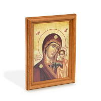 Икона Божией Матери "Казанская" в деревянной рамке, цвет "кипарис", 12х1,5 х17 см