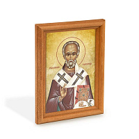 Икона Николая Чудотворца в деревянной рамке, цвет "кипарис", 12х1,5 х17 см