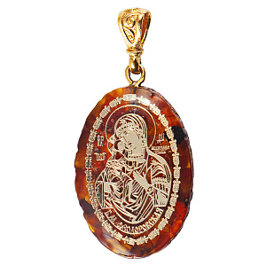 Образок нательный с ликом Божией Матери "Феодоровская", овальной формы, 2х3 см (ювелирная смола)