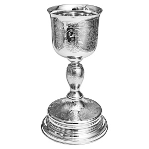 Потир из ювелирного сплава с чашей из мельхиора в серебрении (объем 0,5 л)