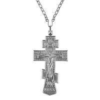 Крест наперсный латунный в серебрении, с цепью, 6х12 см