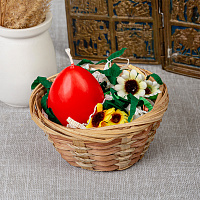 Свеча декоративная "Пасхальное яйцо" в корзине, высота 5 см