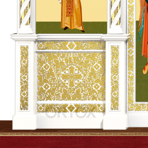 Иконостас "Владимирский" одноярусный белый с золотом (поталь), 690х282х40 см №2 фото 7