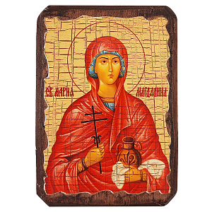 Икона равноапостольной Марии Магдалины, 6,5х9 см, под старину (береза)