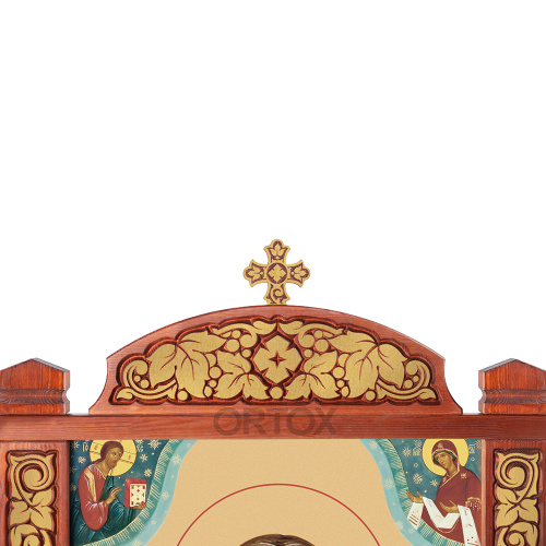 Киот настенный "Суздальский", цвет "кипарис" с золотом (поталь), два модуля фото 15