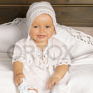 Комплект для крещения "Классика" белый: рубашка, чепчик, пеленка, размер в ассортименте (размер 68)